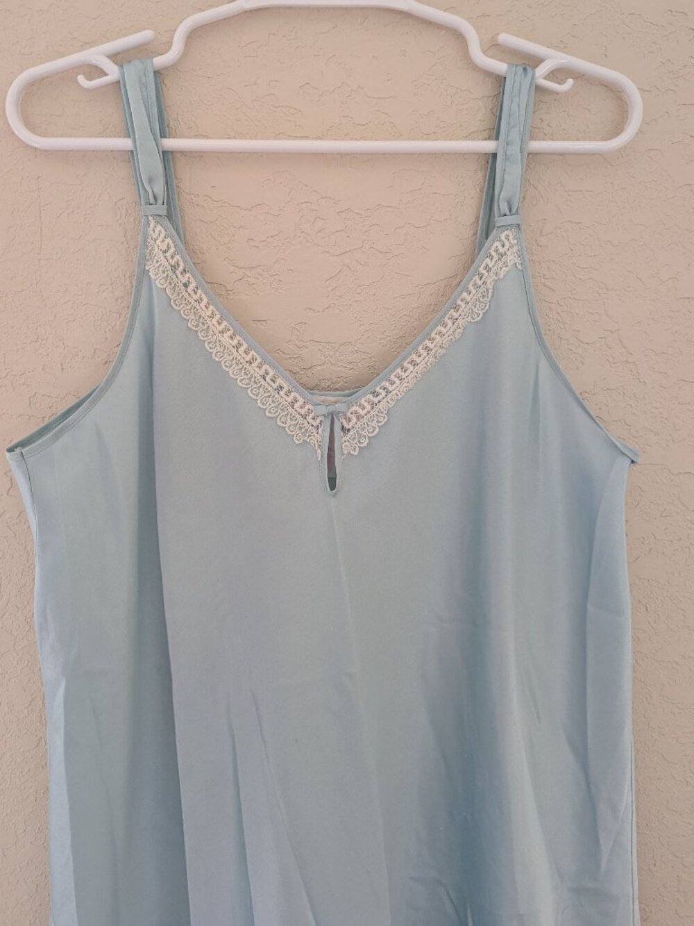 Vintage Oscar de la Renta Pink Label Slip Dress Night Gown Blue Satin Size L